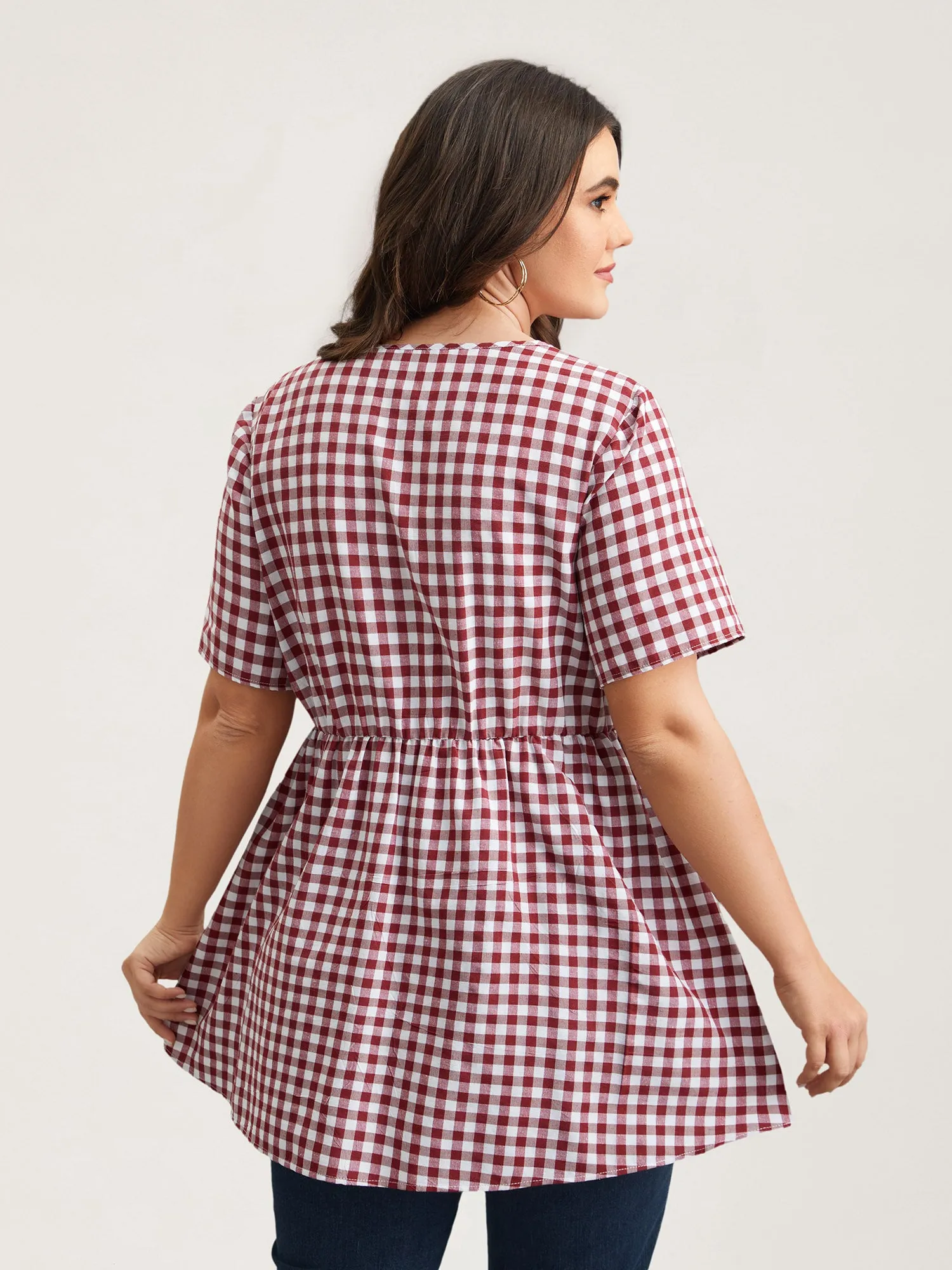 Plaid Hi-Low Hem Button Shirt sold by Bloomchic product image thumbnail 5