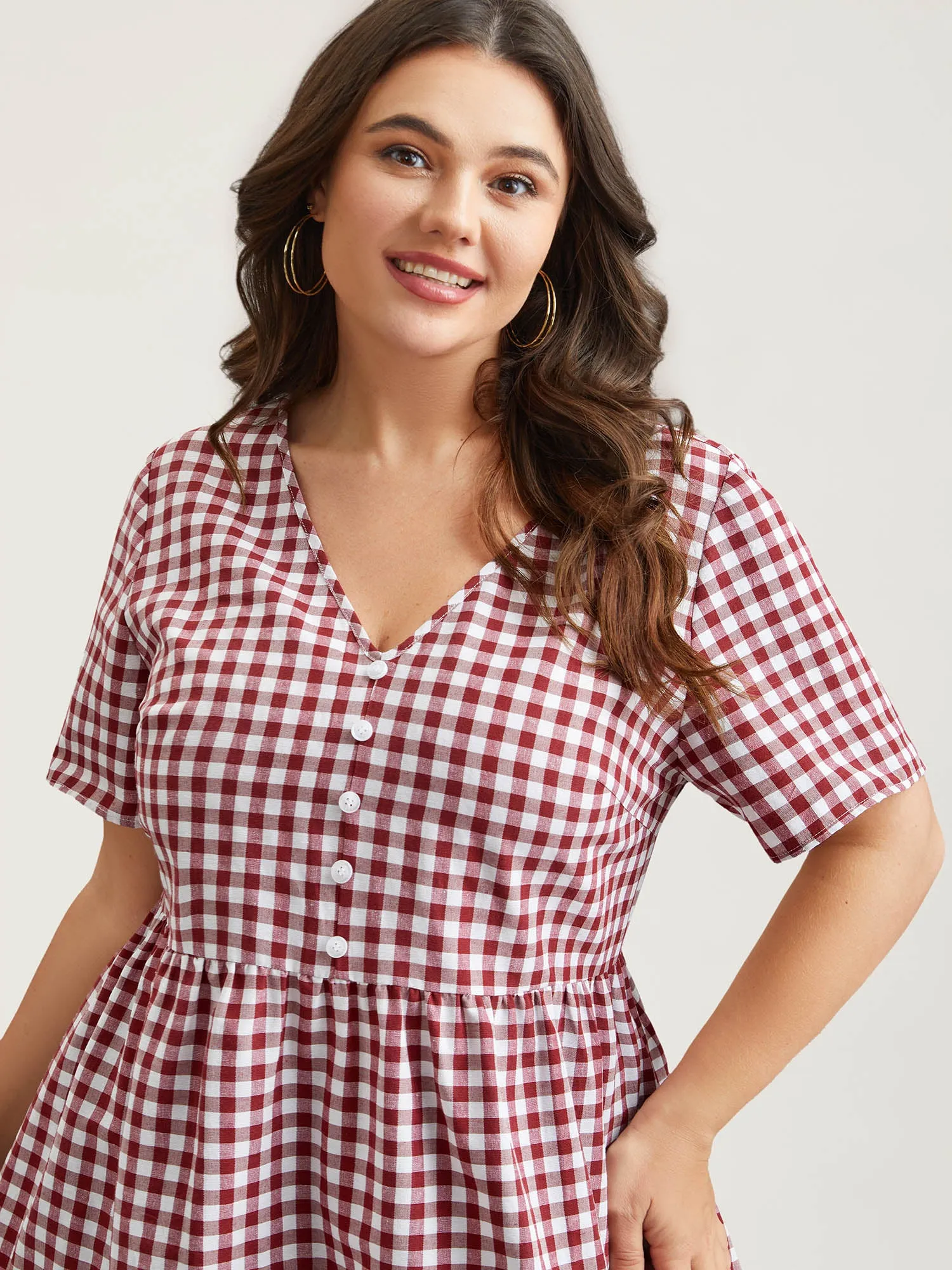 Plaid Hi-Low Hem Button Shirt sold by Bloomchic product image thumbnail 3