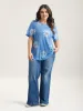 Stretchy Floral Print Round Neck T-shirt sold by Bloomchic
