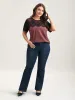 Stretchy Scalloped Lace Color Contrast T-Shirt sold by Bloomchic