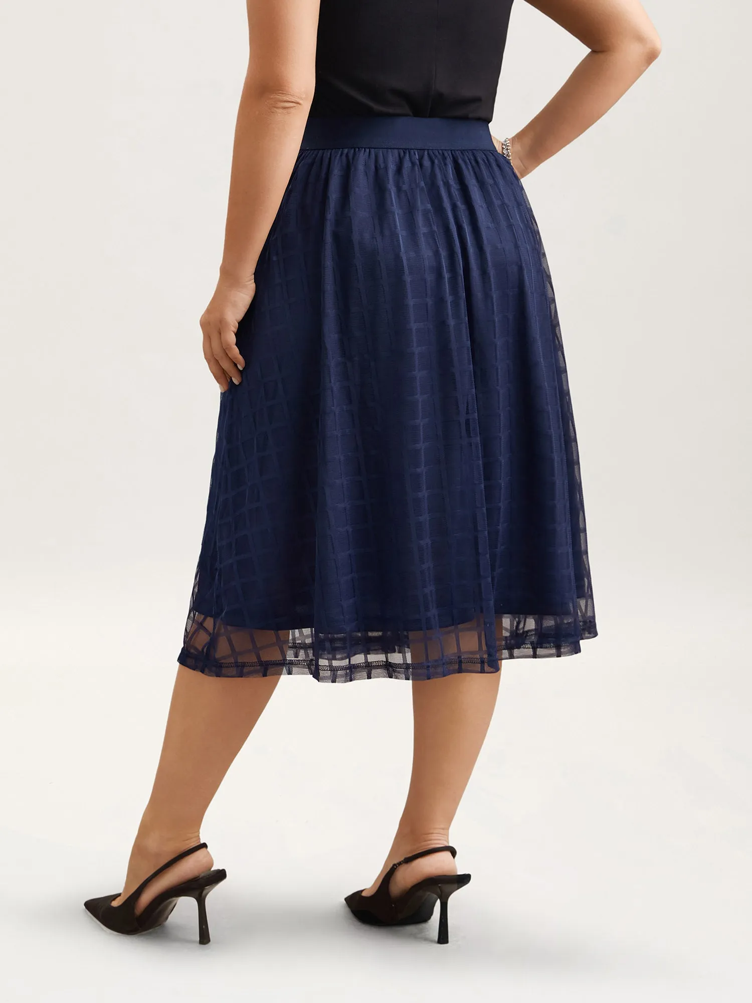 Plaid Pattern Pleated Line Midi Skirt sold by Bloomchic product image thumbnail 5