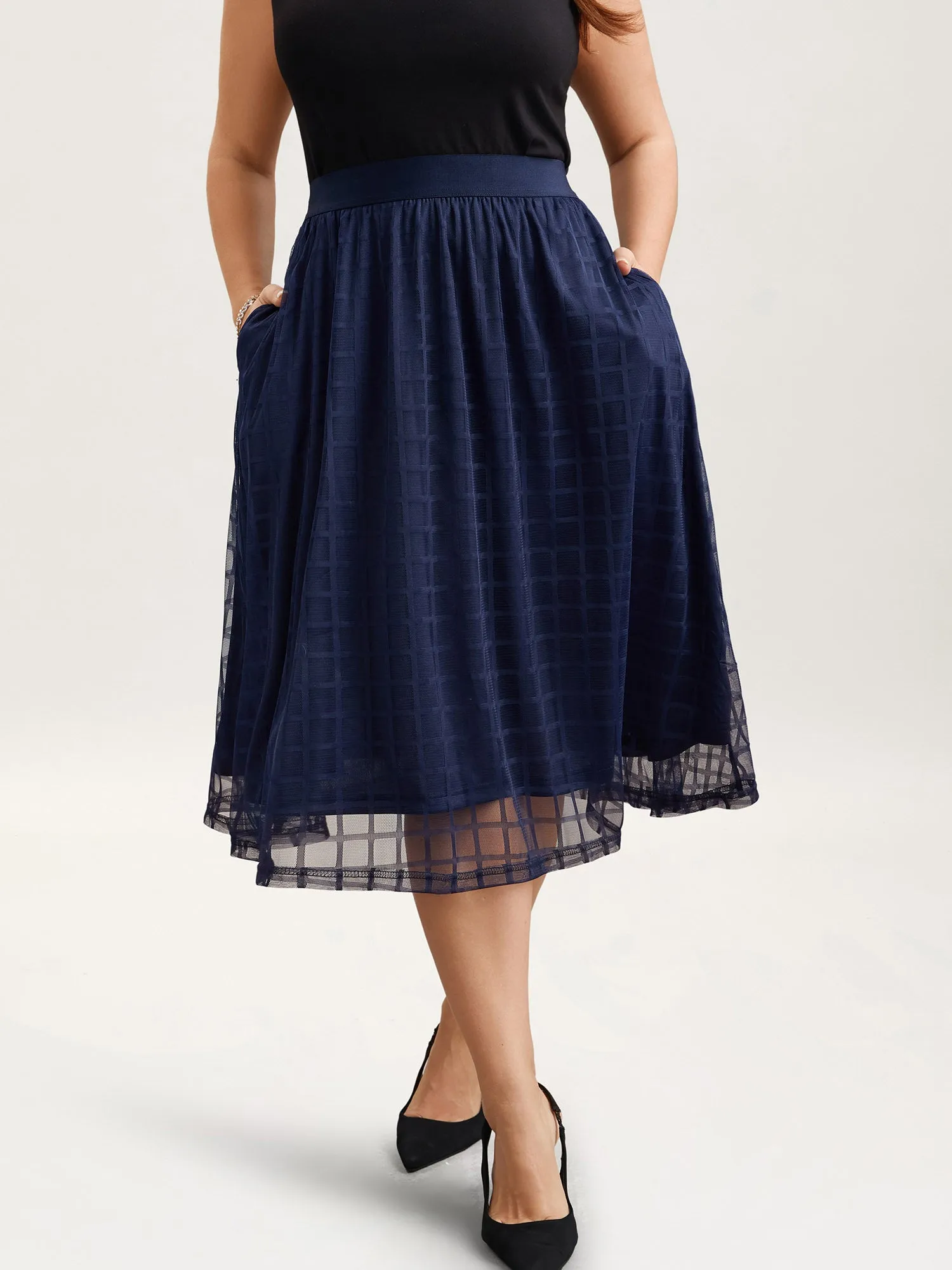 Plaid Pattern Pleated Line Midi Skirt sold by Bloomchic