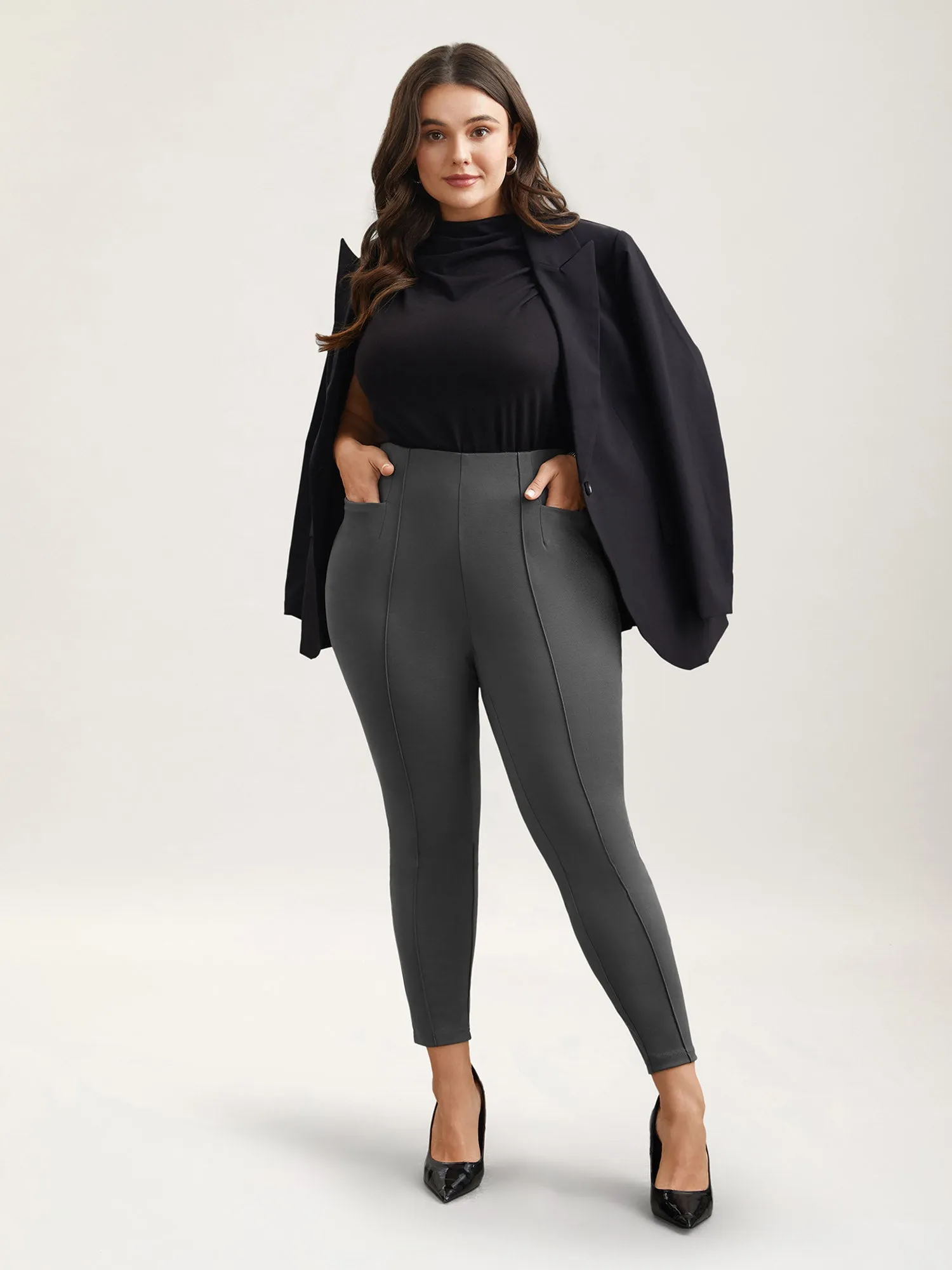Heather No-Seam Skinny-Fit Pants sold by Bloomchic product image thumbnail 2