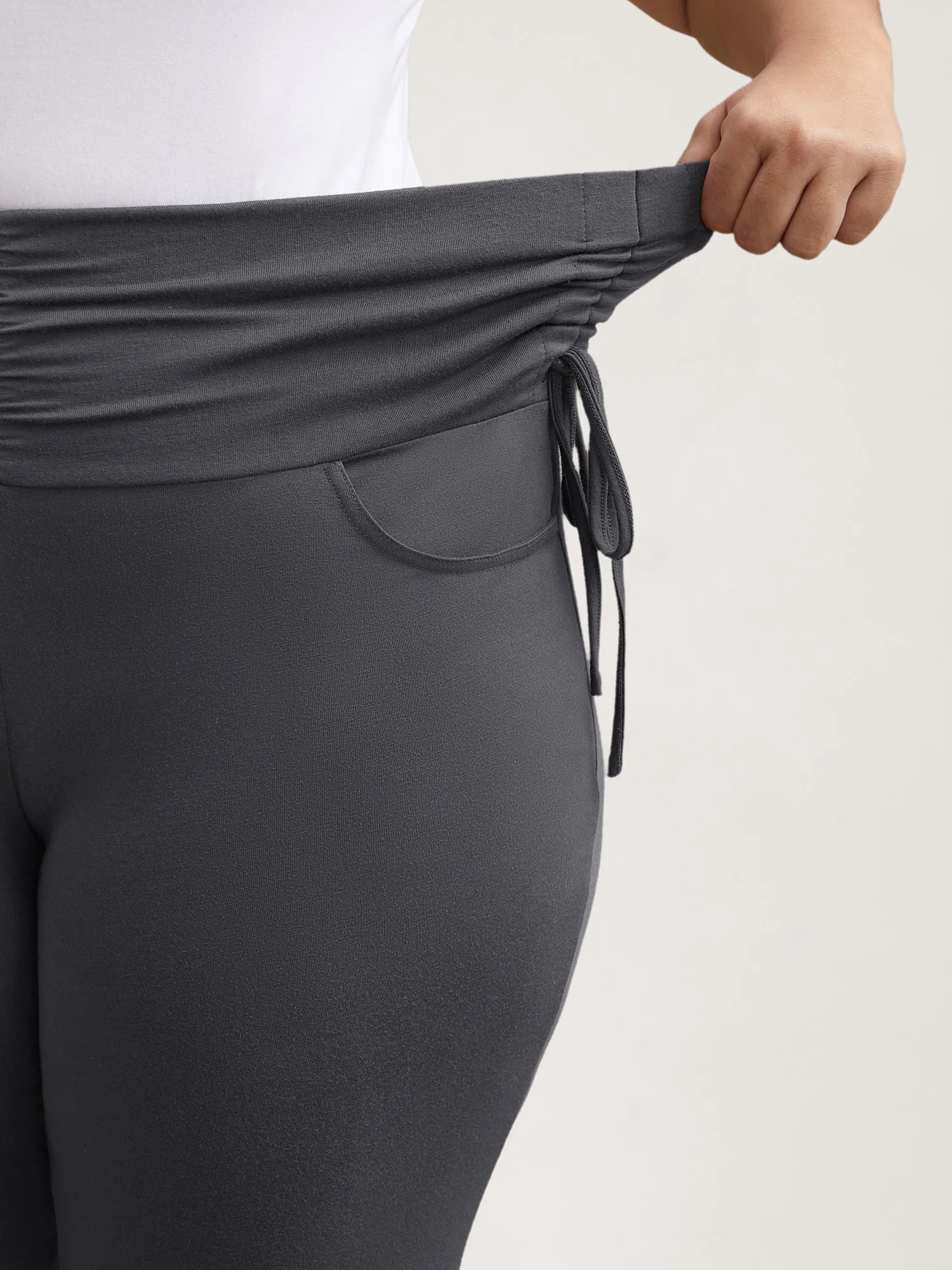 Ruched Drawstring Midi-Waist Tight Pants sold by Bloomchic product image thumbnail 4