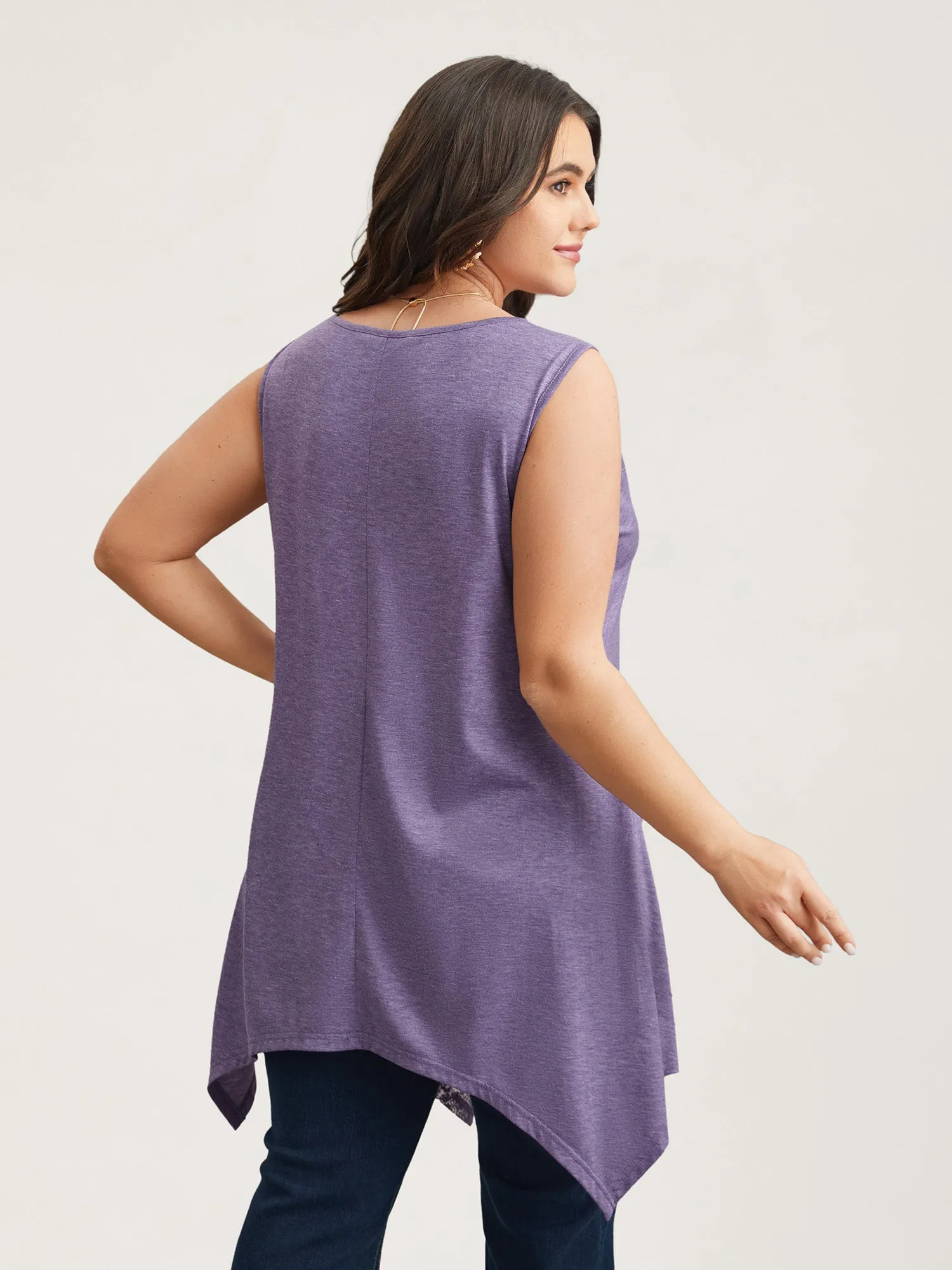 Notched Collar Sheer Lace Hi-Low Hem Vest sold by Bloomchic product image thumbnail 5