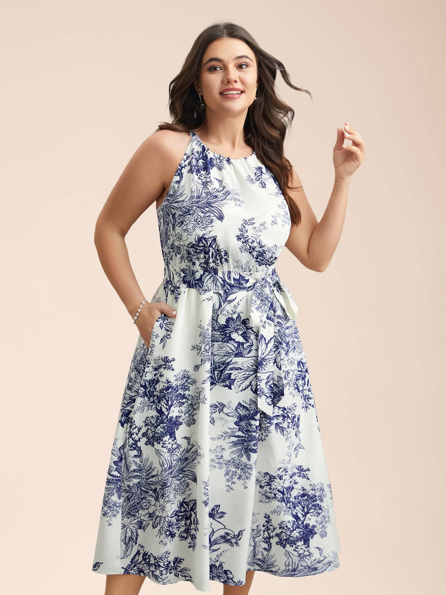 Spring Time Florals Sleeveless Midi Dress sold by Bloomchic