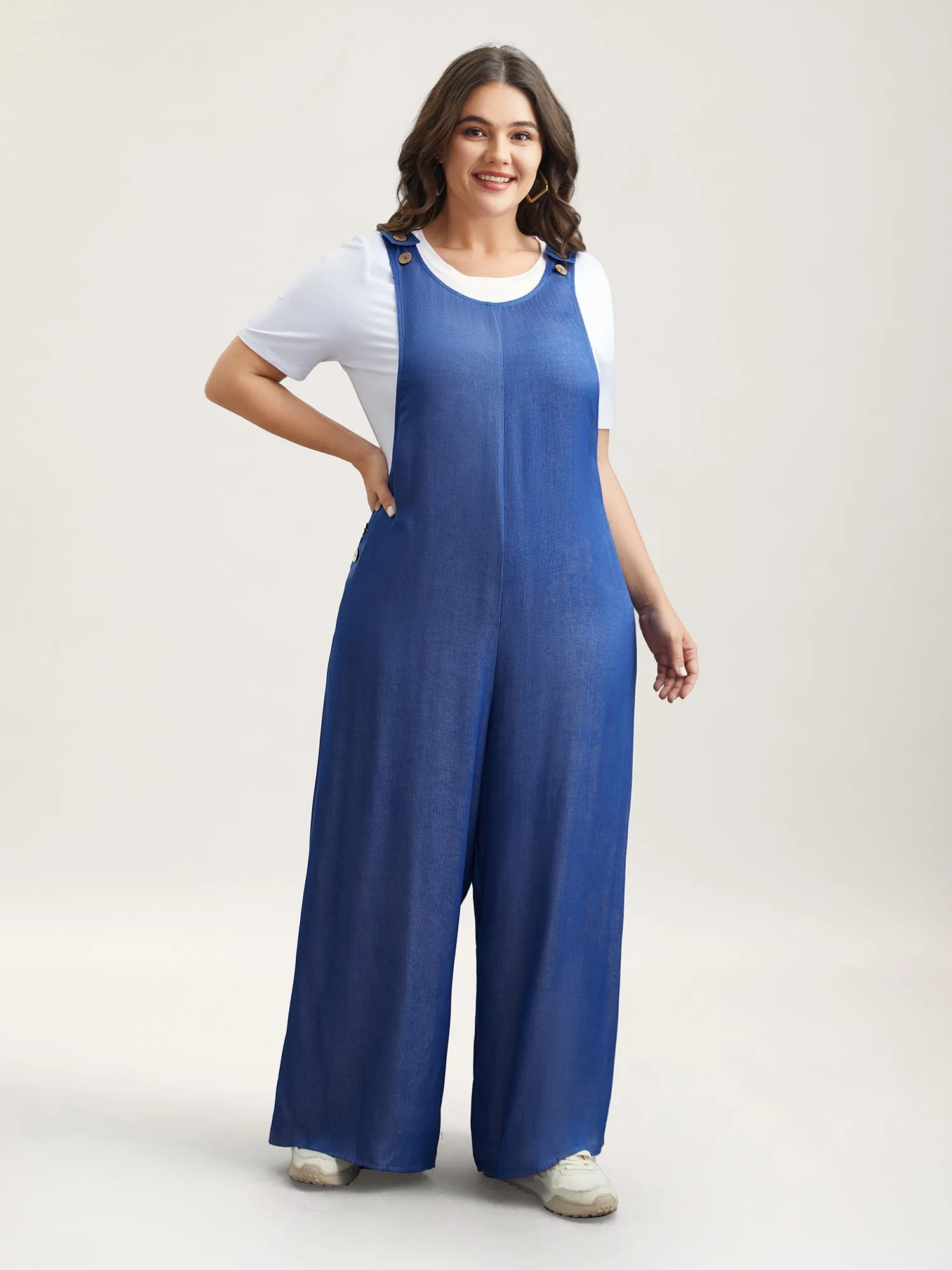 Adjustable Straps Fake-Denim Jumpsuit sold by Bloomchic product image thumbnail 4