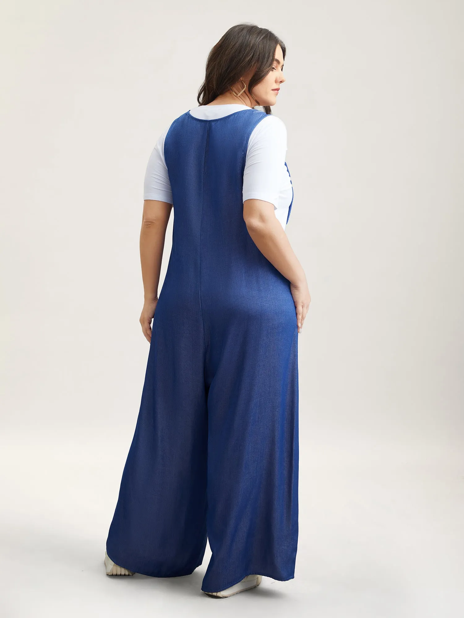 Adjustable Straps Fake-Denim Jumpsuit sold by Bloomchic product image thumbnail 5