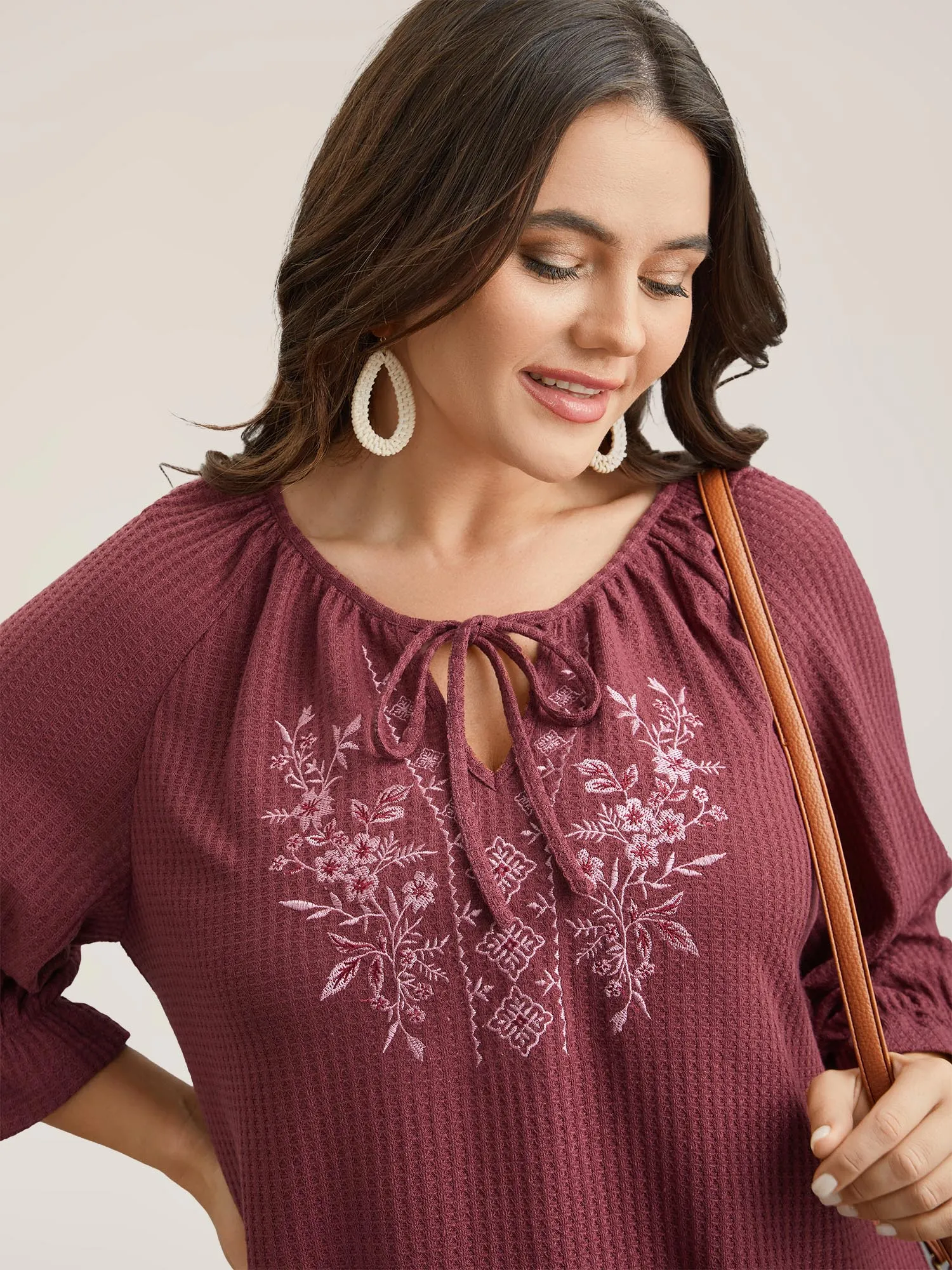 Embroidered Neck-Tie Ruffles Top sold by Bloomchic product image thumbnail 4