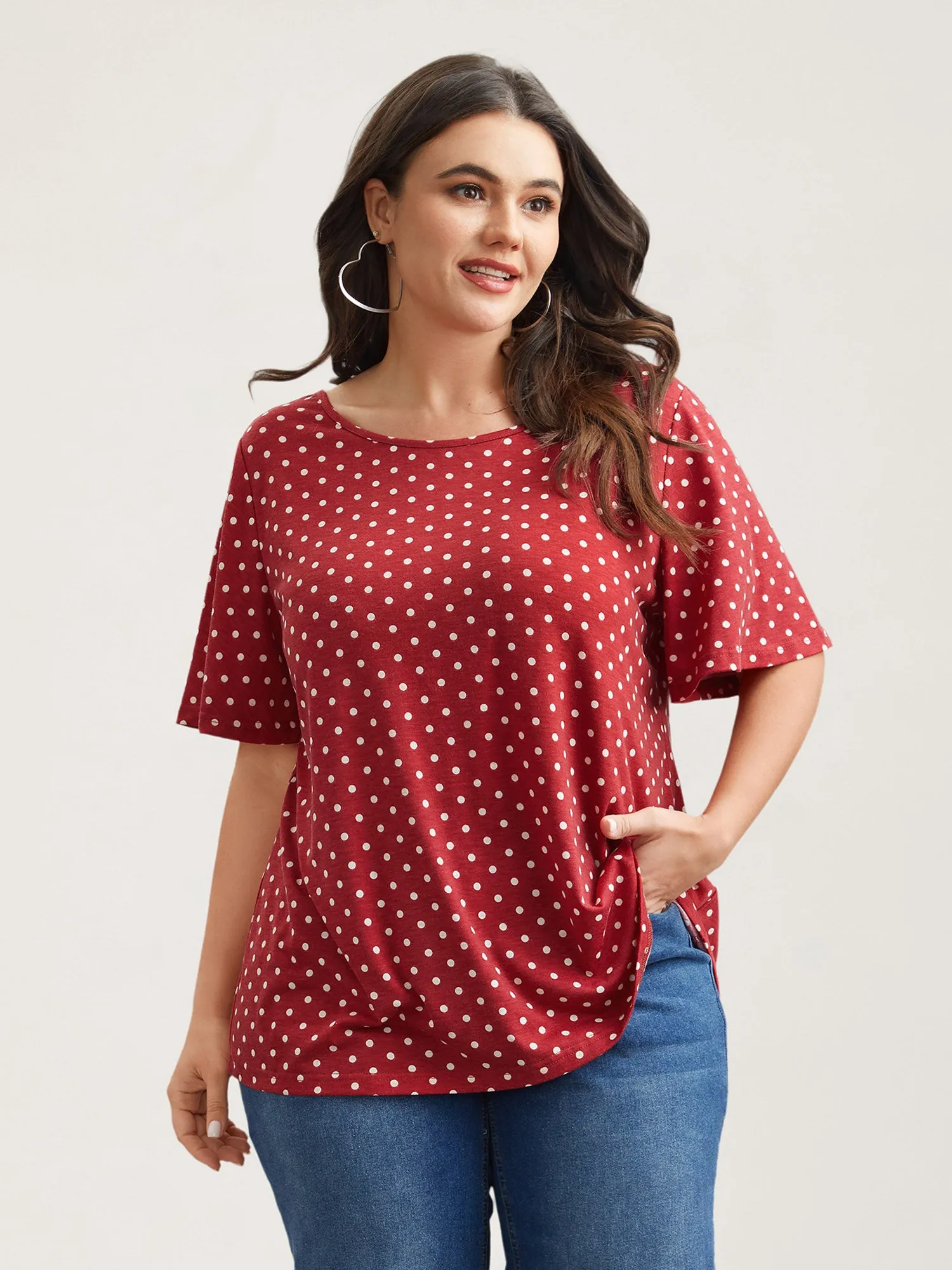 Polka Dot Back-Tie Flared Sleeve T-Shirt sold by Bloomchic product image thumbnail 4