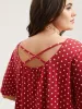Polka Dot Back-Tie Flared Sleeve T-Shirt sold by Bloomchic