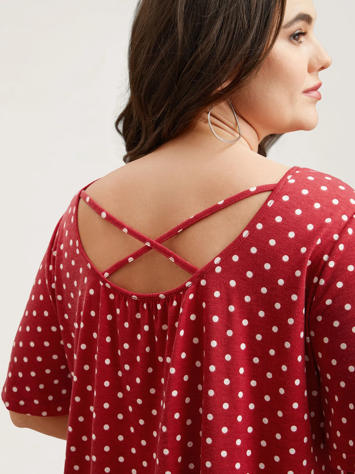 Polka Dot Back-Tie Flared Sleeve T-Shirt sold by Bloomchic product image thumbnail 3