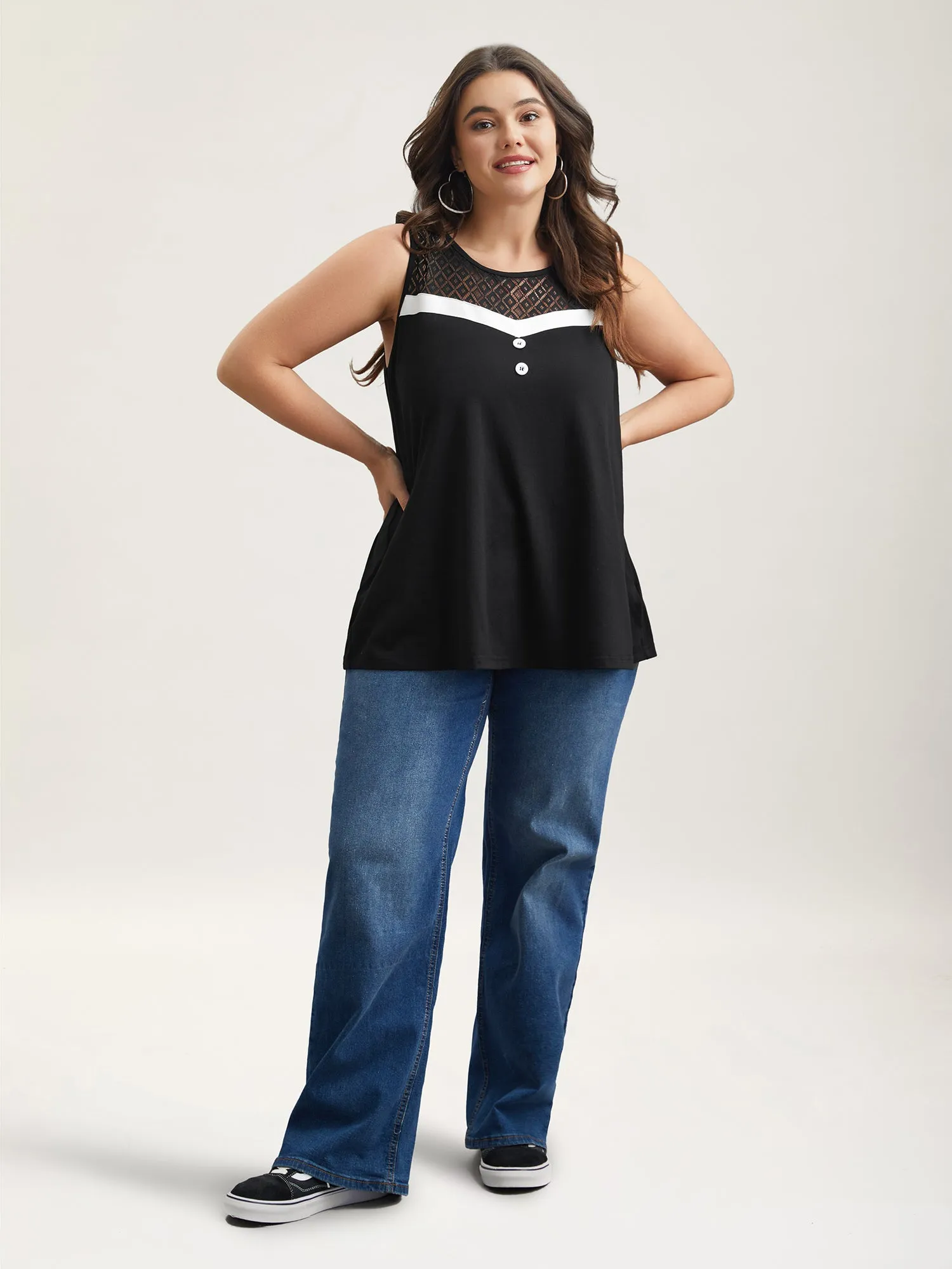 Sheer Lace Color Contrast Button Vest sold by Bloomchic product image thumbnail 2