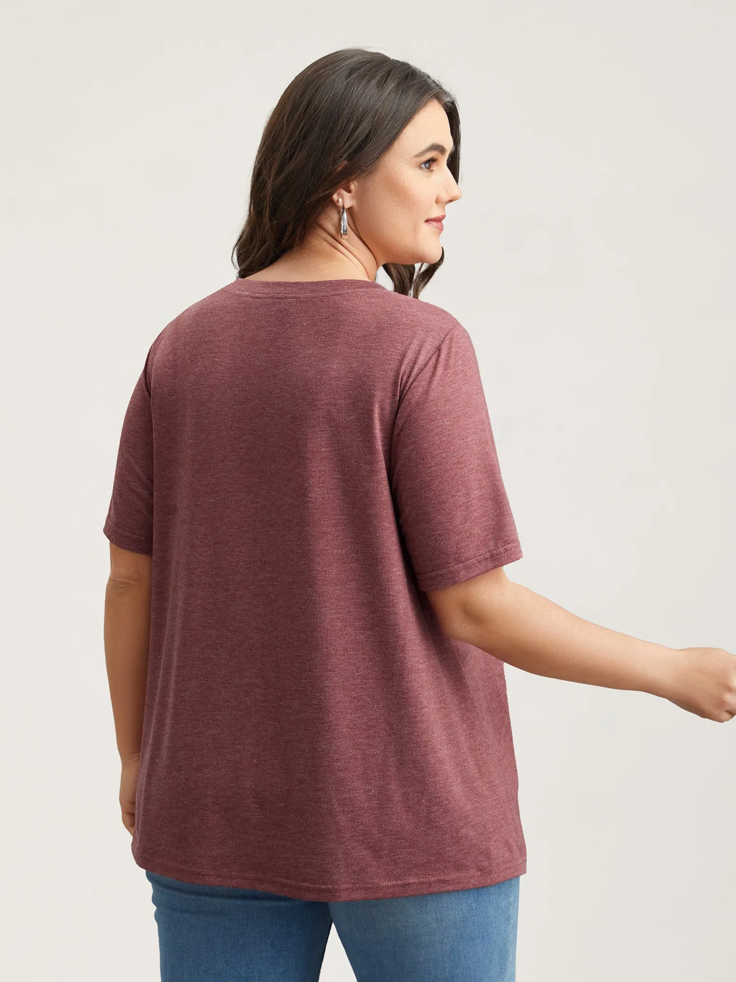 Feather Print V-Neck Fitted T-Shirt sold by Bloomchic product image thumbnail 5