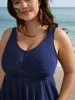 Twist Front Hi-Low Hem Sheer Layered Swim Dress sold by Bloomchic