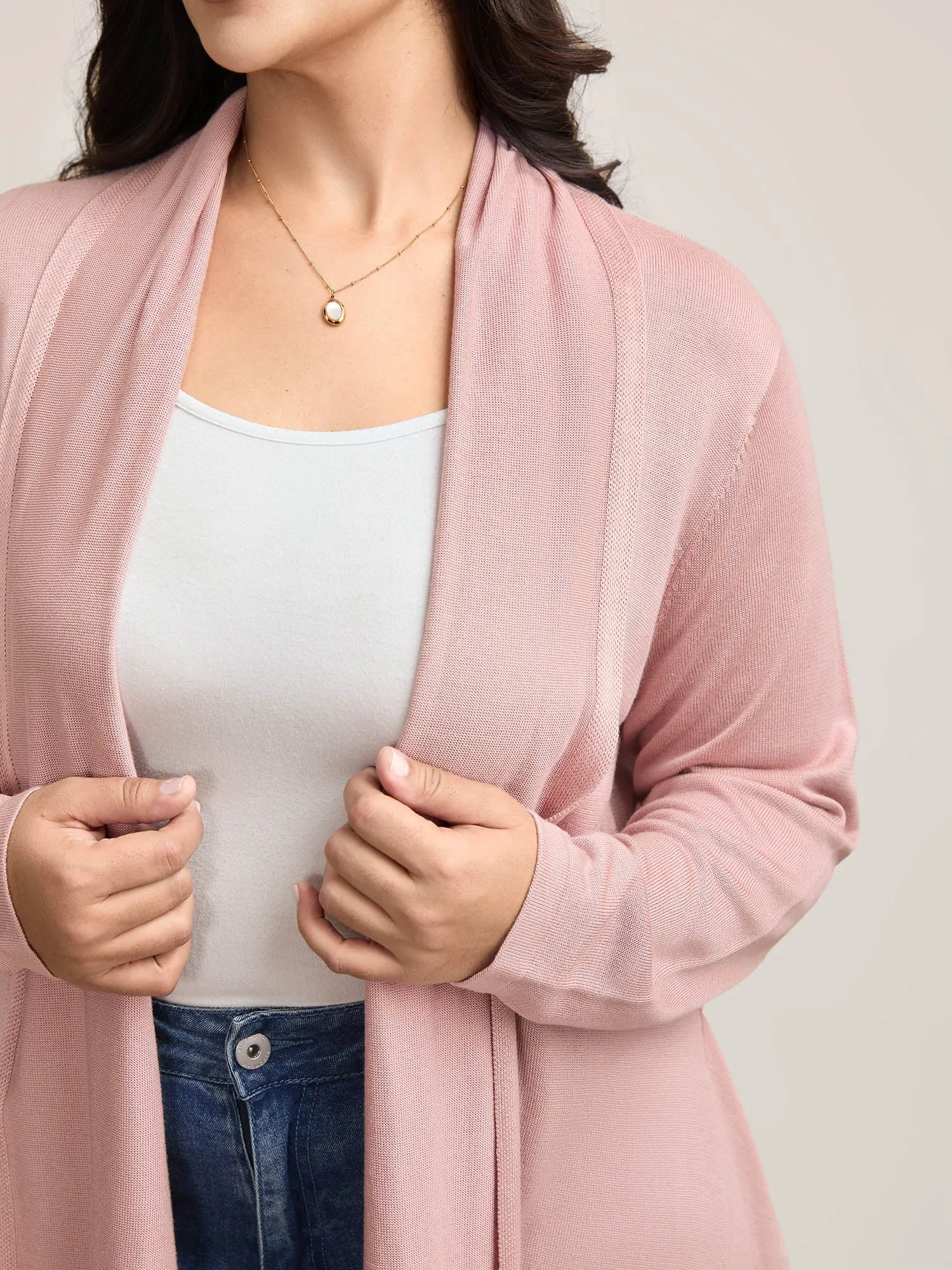 Hi-Low Hem Open-Front Knit Cardigan sold by Bloomchic product image thumbnail 4