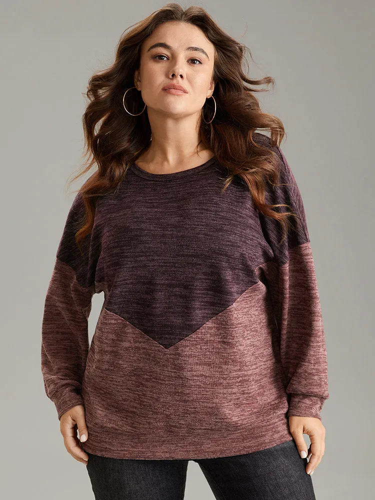 Two Tone Patchwork Drop Shoulder Sweatshirt sold by Bloomchic