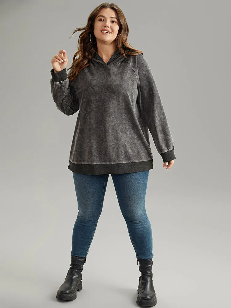 Contrast Patchwork Hooded Raglan Sleeve Sweatshirt sold by Bloomchic product image thumbnail 4