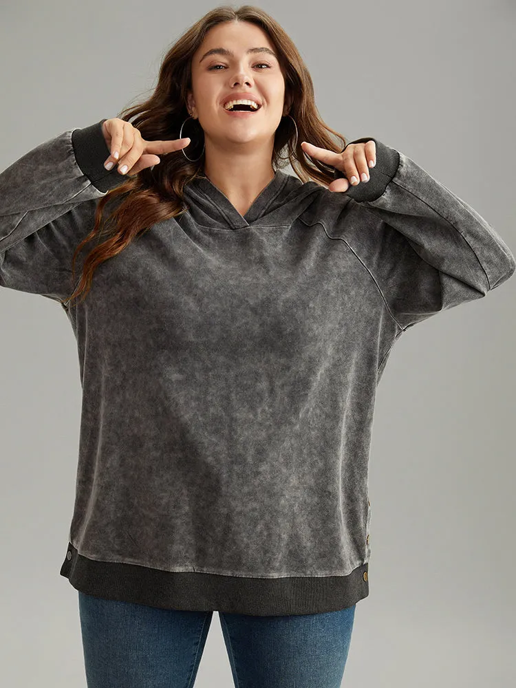 Contrast Patchwork Hooded Raglan Sleeve Sweatshirt sold by Bloomchic product image thumbnail 2