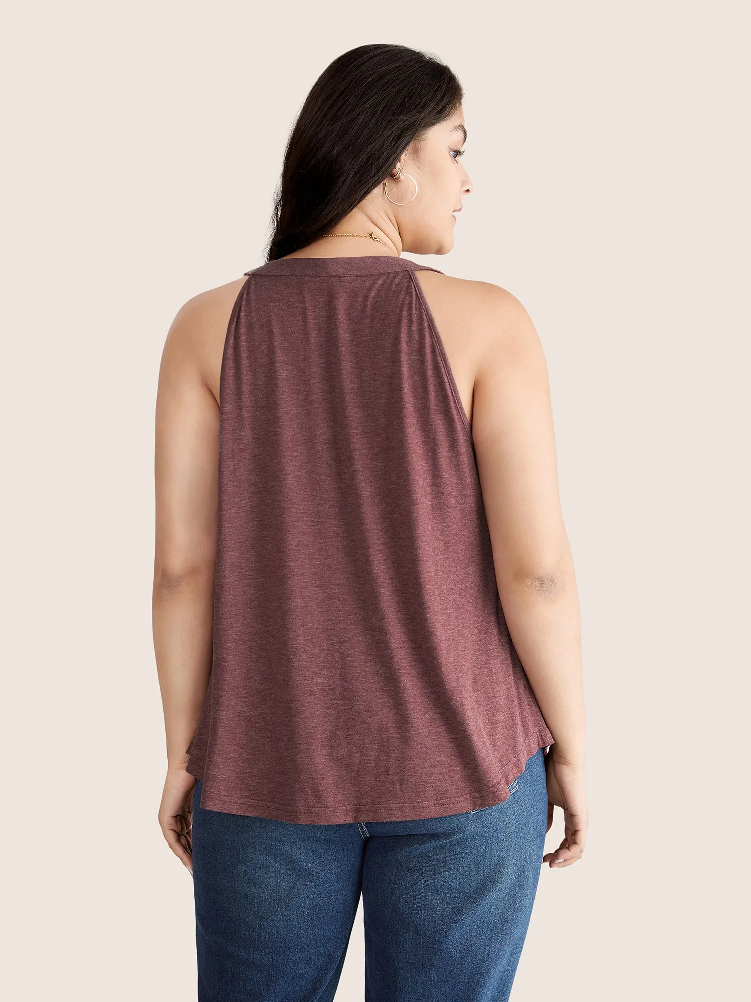 Solid Round Neck Gathered Tank Top sold by Bloomchic product image thumbnail 2