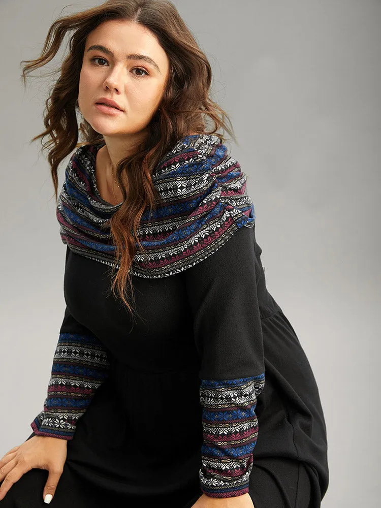 Boat Neck Striped Contrast Gathered Dress sold by Bloomchic product image thumbnail 4