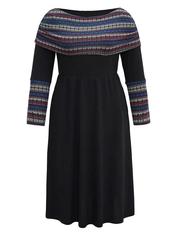 Boat Neck Striped Contrast Gathered Dress sold by Bloomchic product image thumbnail 5