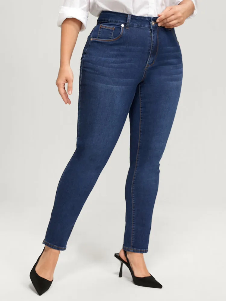 Straight Very Stretchy High Rise Dark Wash Jeans sold by Bloomchic product image thumbnail 2