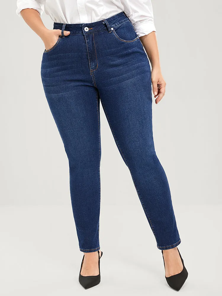 Straight Very Stretchy High Rise Dark Wash Jeans sold by Bloomchic product image thumbnail 3