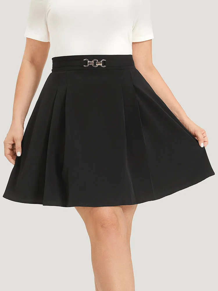 Solid Metal Detail Pocket Plicated Detail Skirt sold by Bloomchic product image thumbnail 3