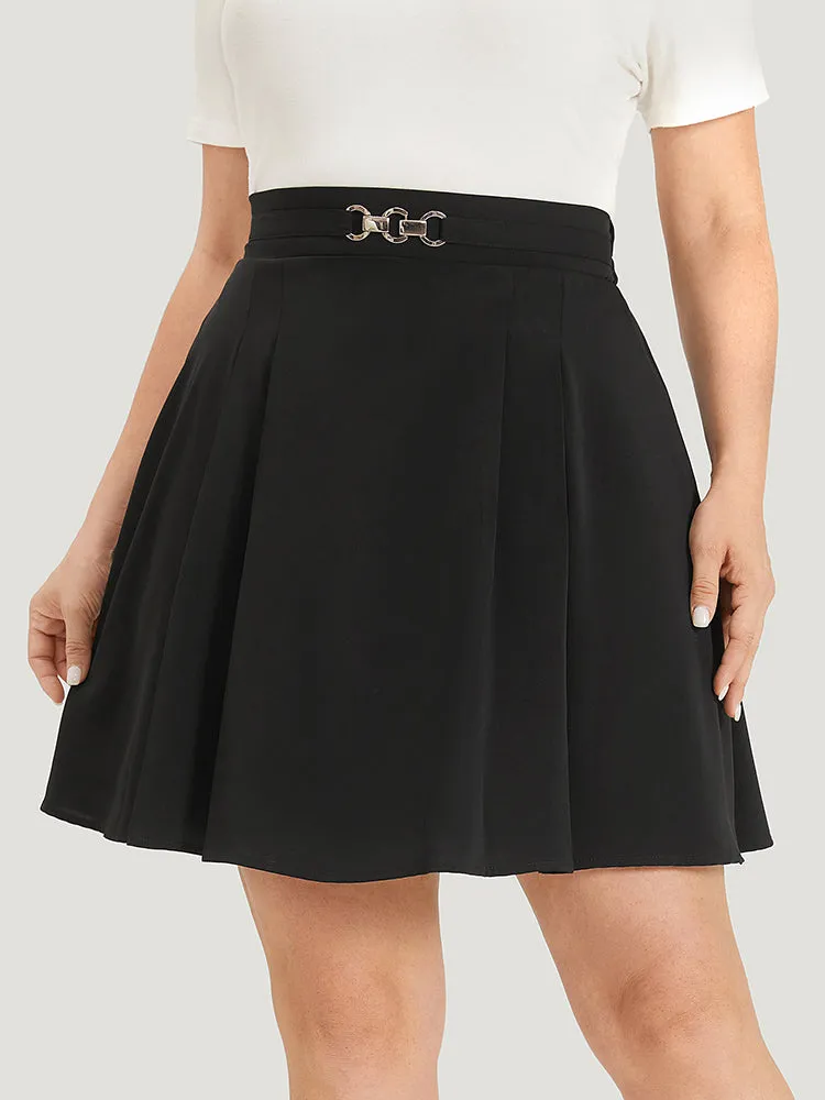 Solid Metal Detail Pocket Plicated Detail Skirt sold by Bloomchic product image thumbnail 2