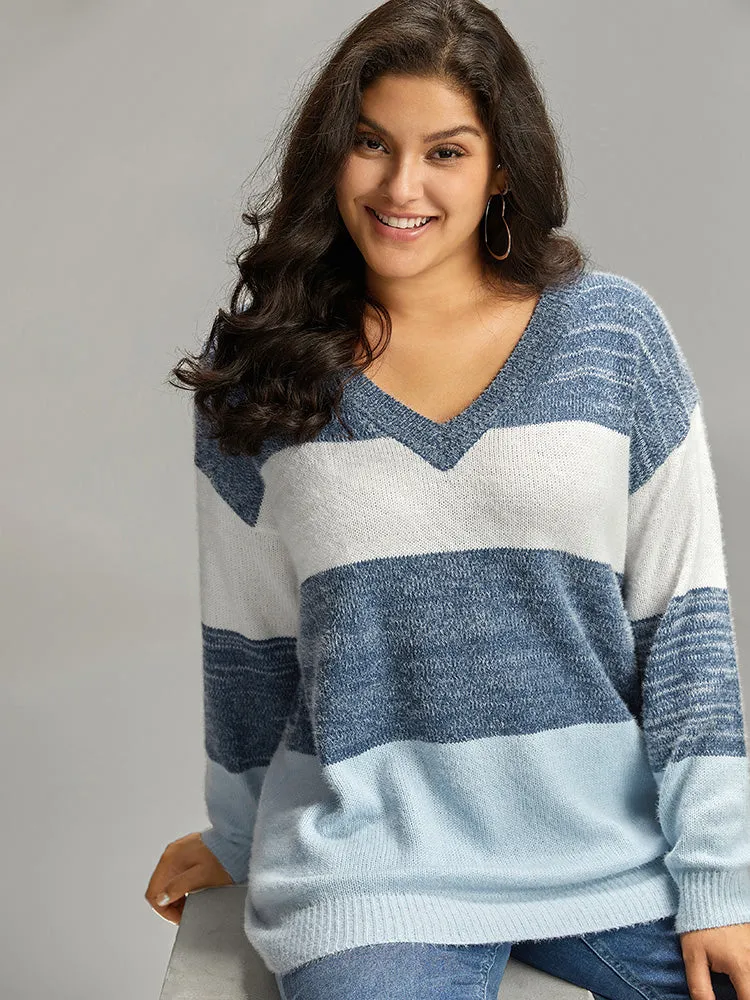 Colorblock Contrast V Neck Pullover sold by Bloomchic product image thumbnail 3