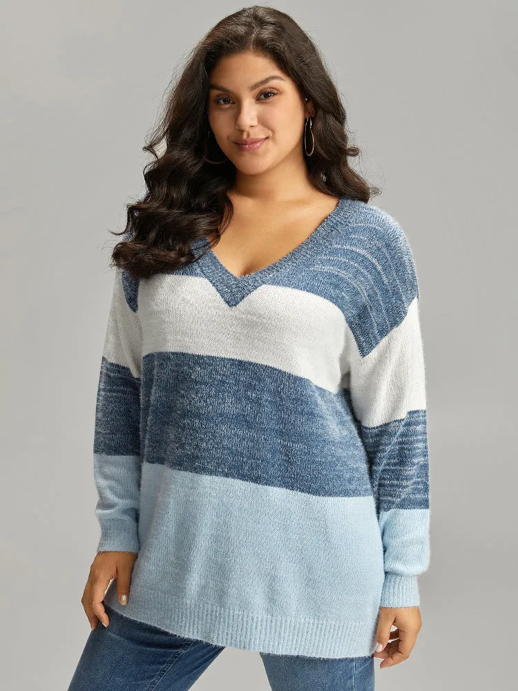 Colorblock Contrast V Neck Pullover sold by Bloomchic product image thumbnail 4