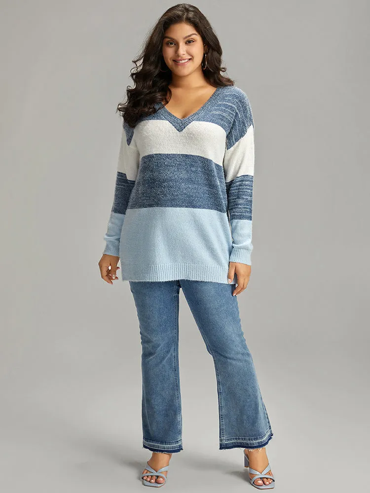 Colorblock Contrast V Neck Pullover sold by Bloomchic product image thumbnail 5