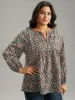 Ditsy Floral Notched Frill Trim Blouse sold by Bloomchic