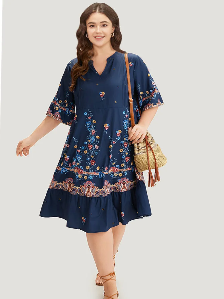 Star & Bandana Print Notched Ruffle Dress sold by Bloomchic product image thumbnail 4