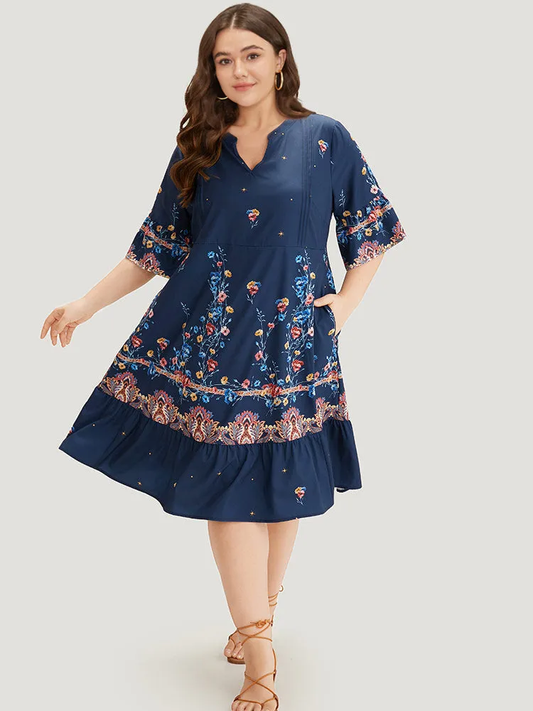 Star & Bandana Print Notched Ruffle Dress sold by Bloomchic product image thumbnail 2