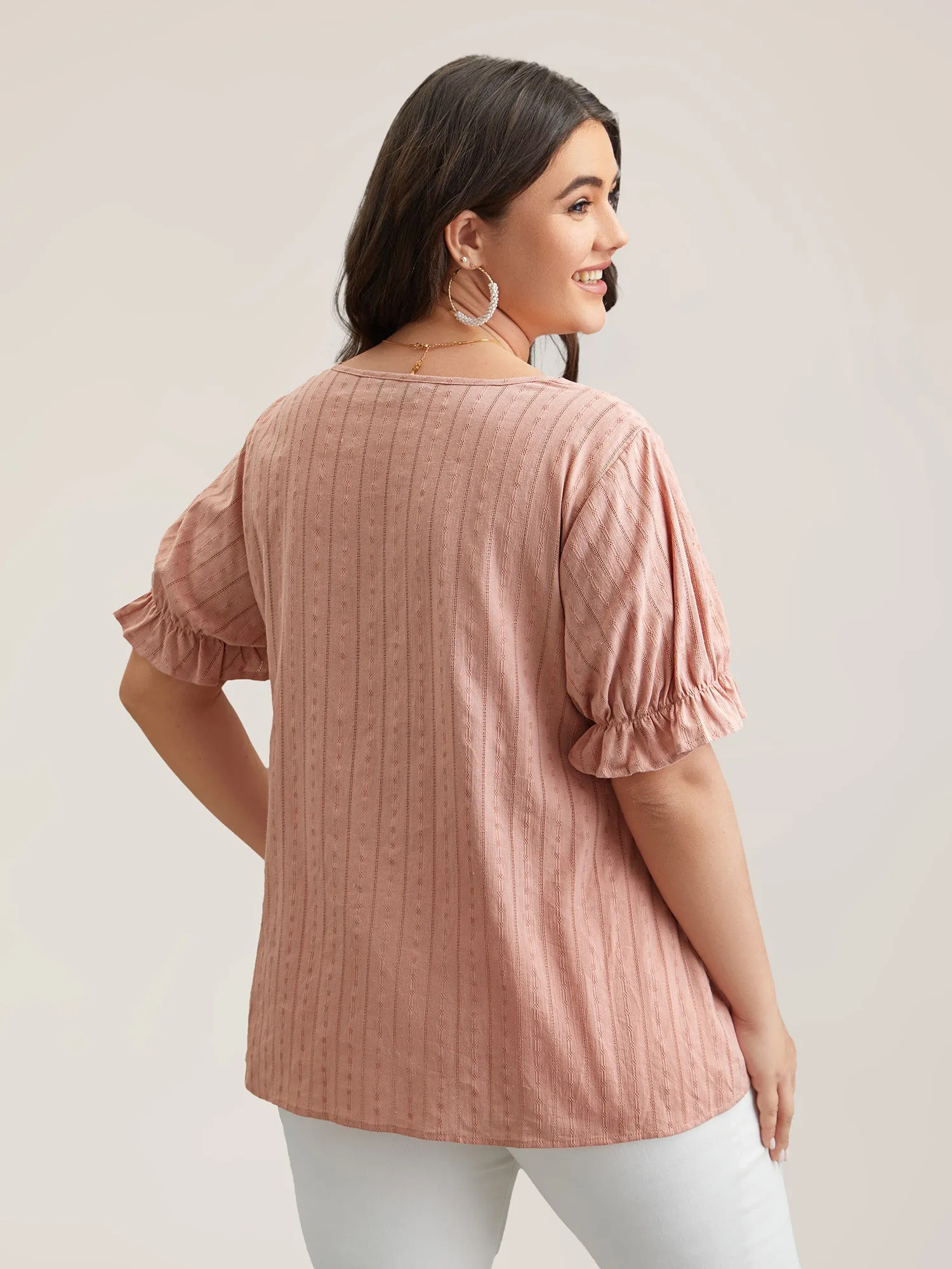 Cotton Square Neck Ruffled Sleeve Shirt sold by Bloomchic product image thumbnail 4