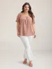 Cotton Square Neck Ruffled Sleeve Shirt sold by Bloomchic
