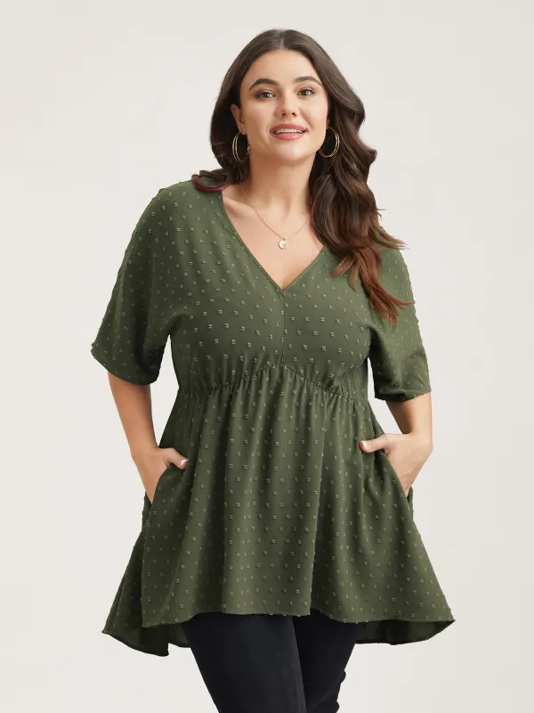Textured Hi-Low Hem Pockets Shirt sold by Bloomchic