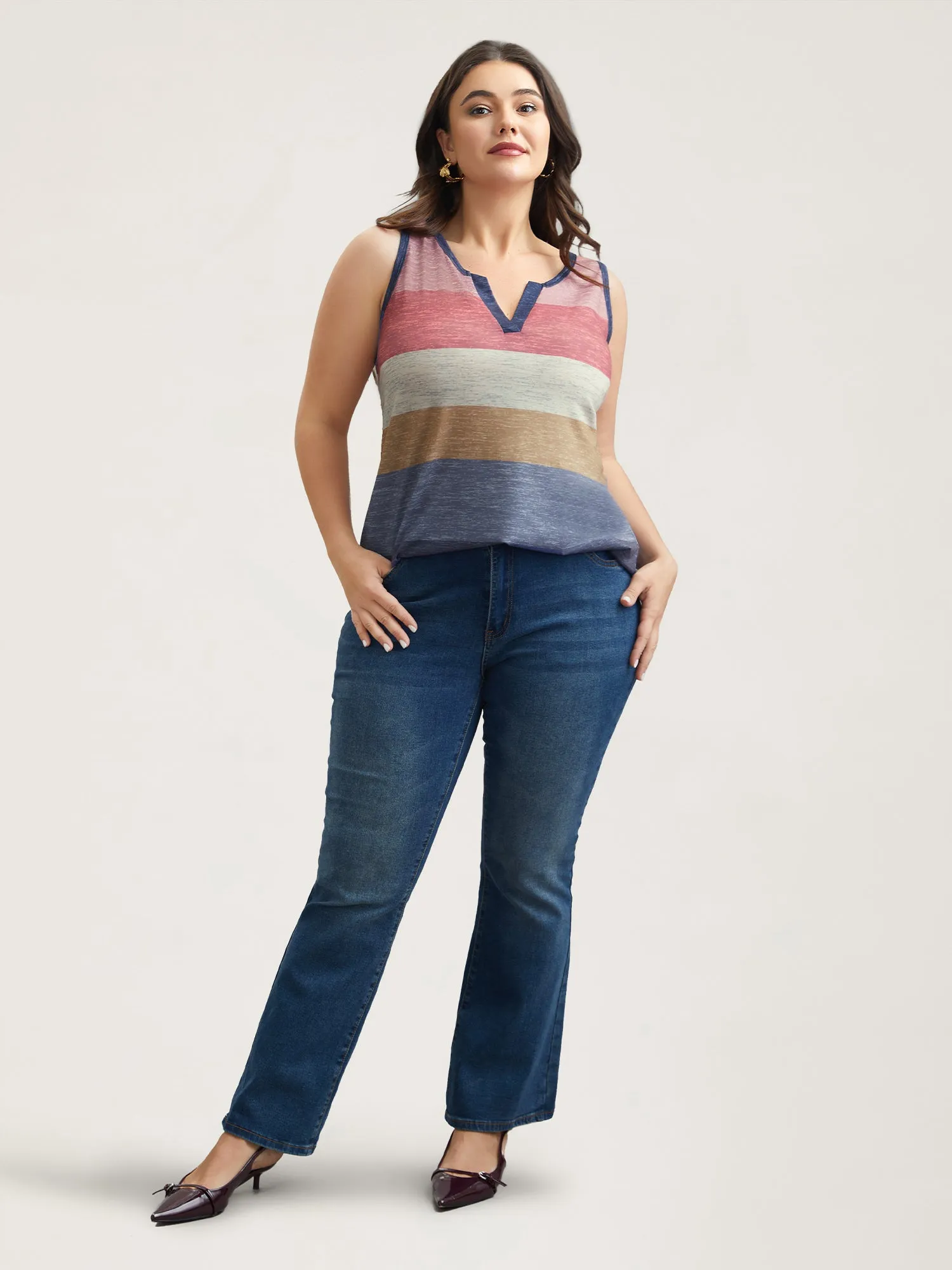 Multi-Color Stripes Off-Sleeves Vest sold by Bloomchic product image thumbnail 3