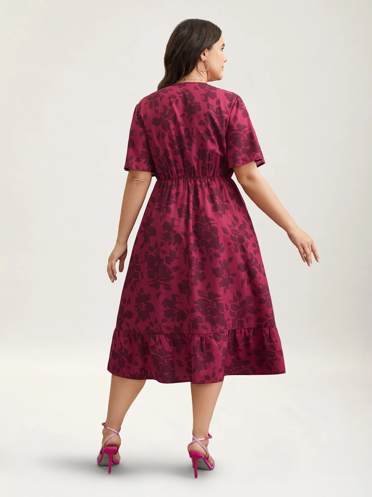 Romantic Flower Print Pockets Midi Dress sold by Bloomchic product image thumbnail 5