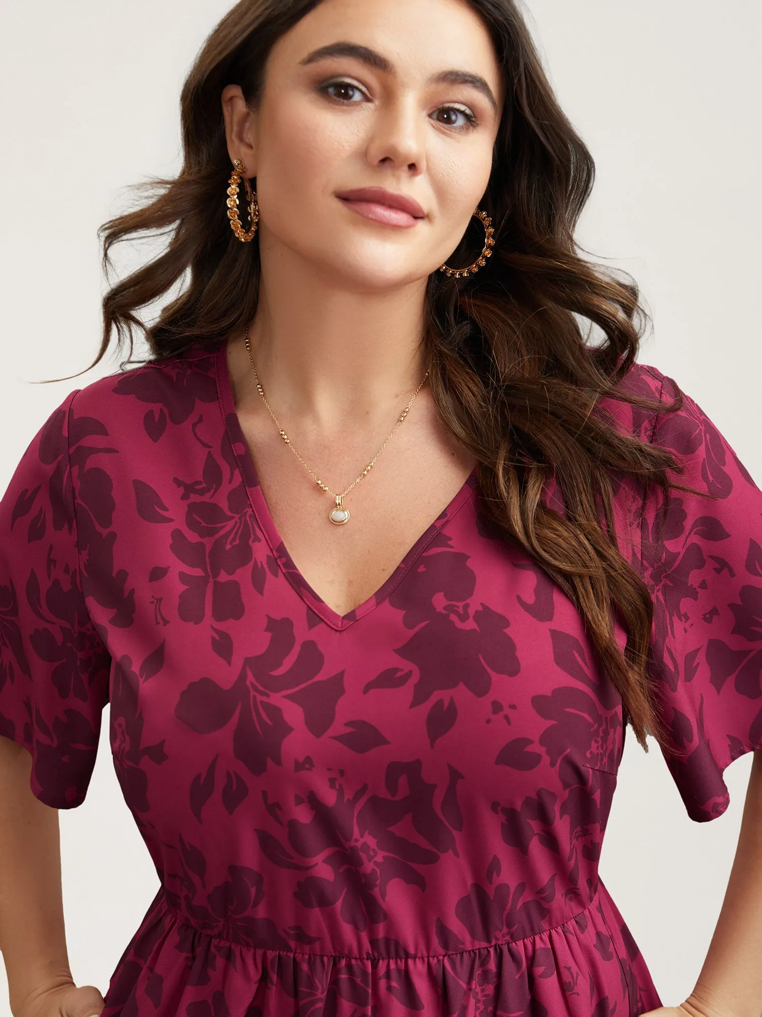 Romantic Flower Print Pockets Midi Dress sold by Bloomchic product image thumbnail 4