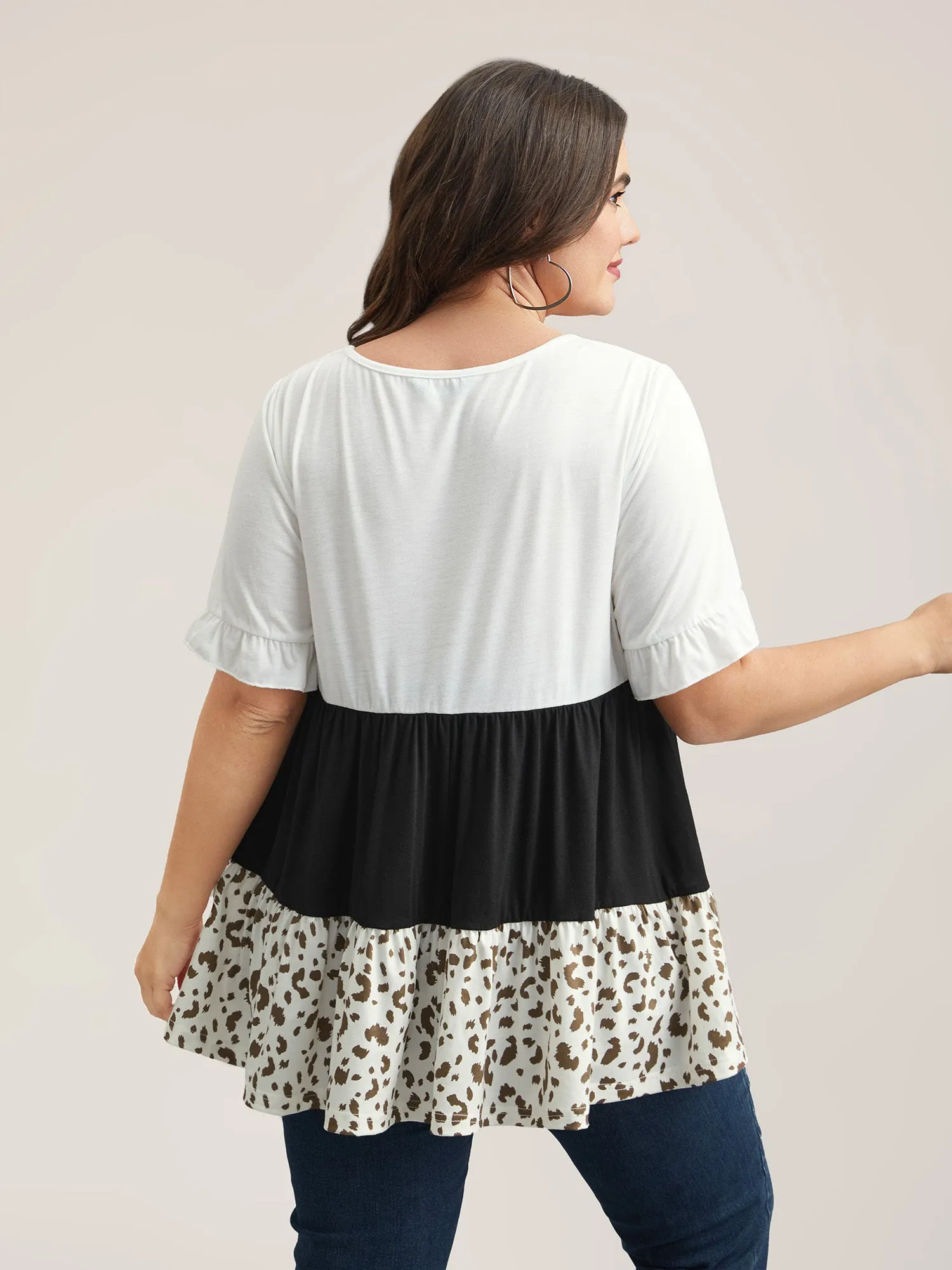 Stretchy Color-Block V-Neck Layered Top sold by Bloomchic product image thumbnail 4