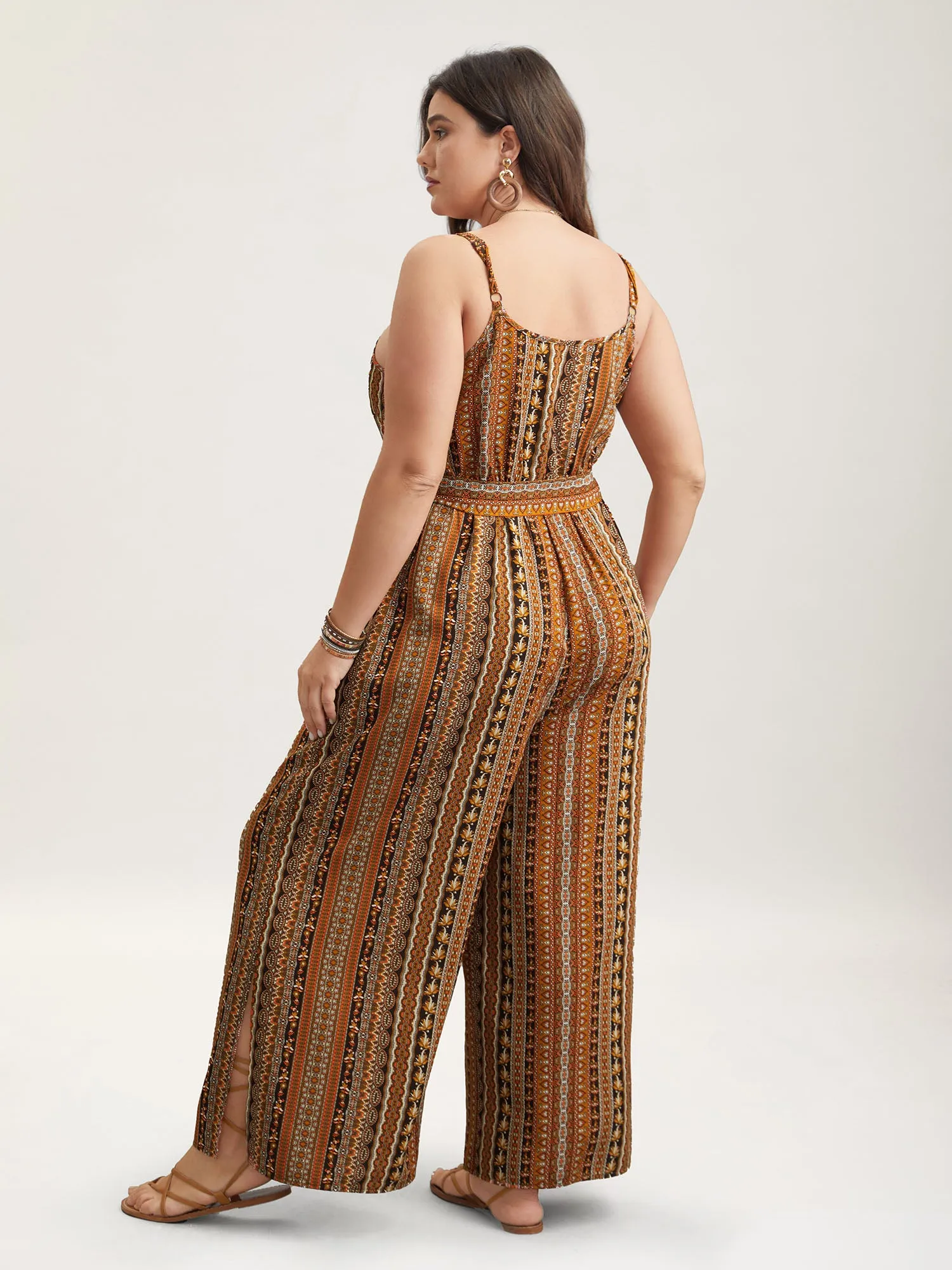 Boho Stripes Belted Straight Leg Jumpsuit sold by Bloomchic product image thumbnail 5