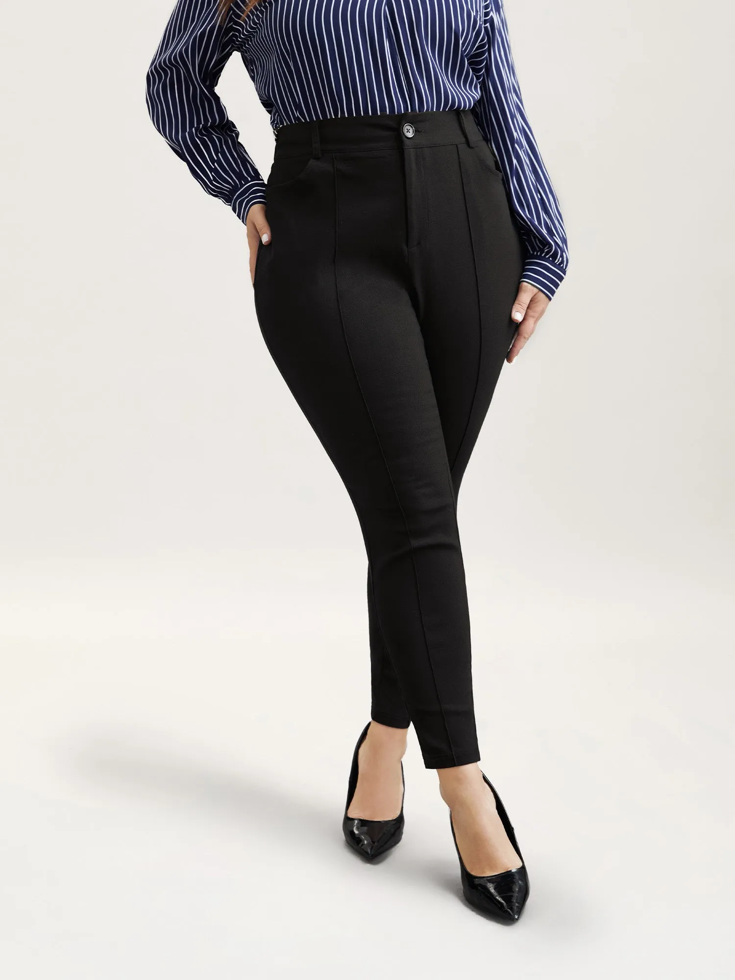 Stretchy Fabric Seamed Skinny-Fit Pants sold by Bloomchic product image thumbnail 3