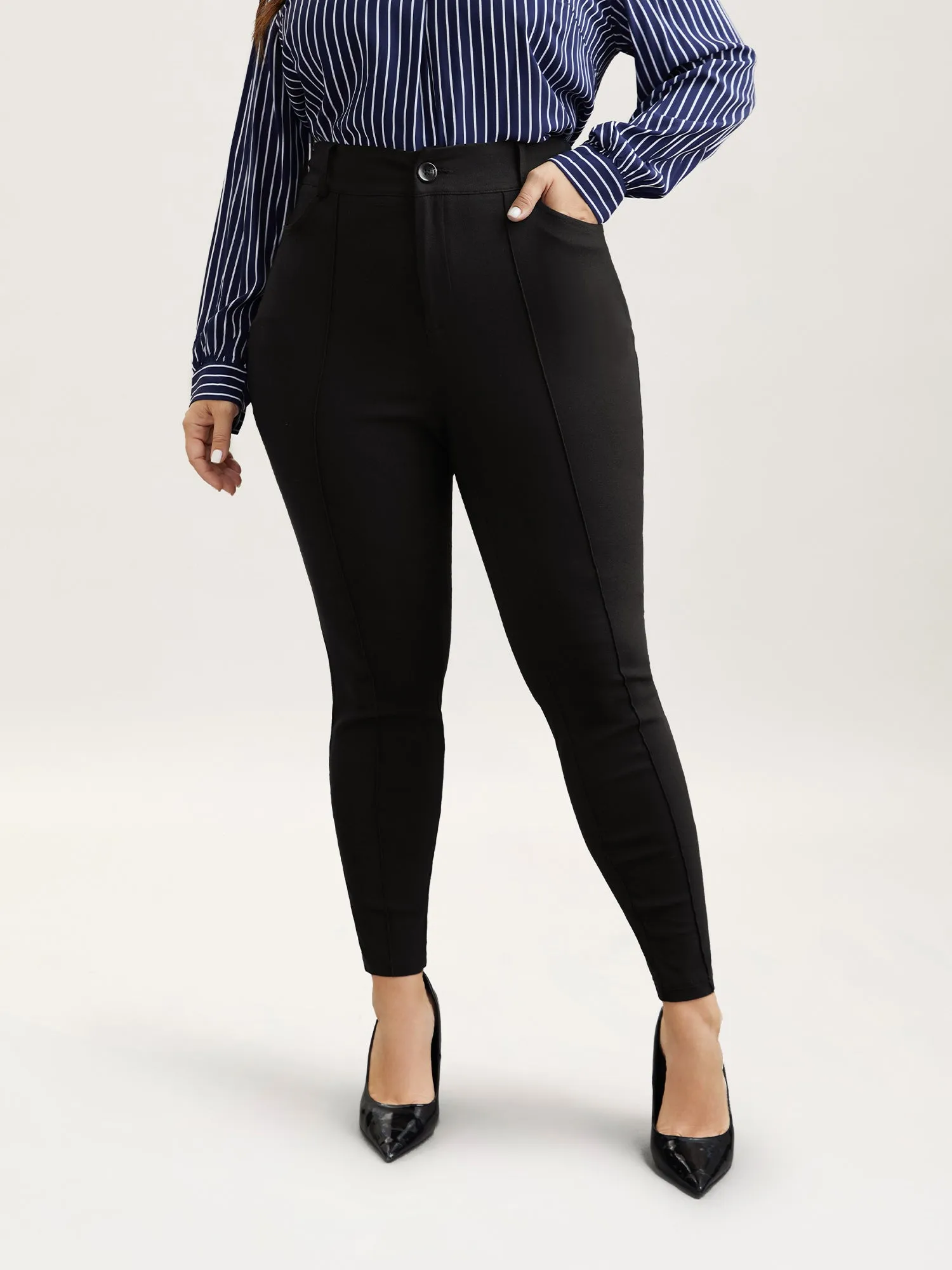 Stretchy Fabric Seamed Skinny-Fit Pants sold by Bloomchic