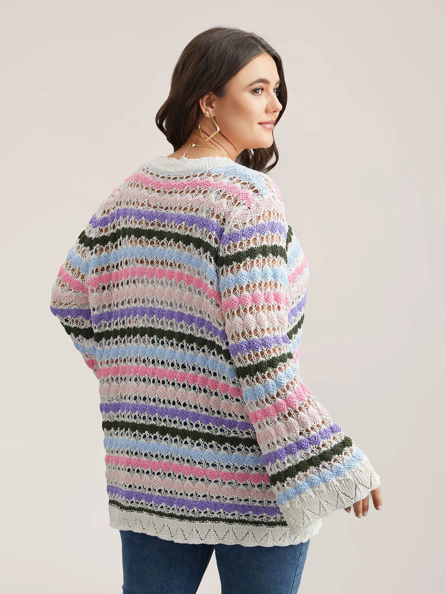 Cut-Out Multi-Color Lace Trim Cardigan sold by Bloomchic product image thumbnail 2