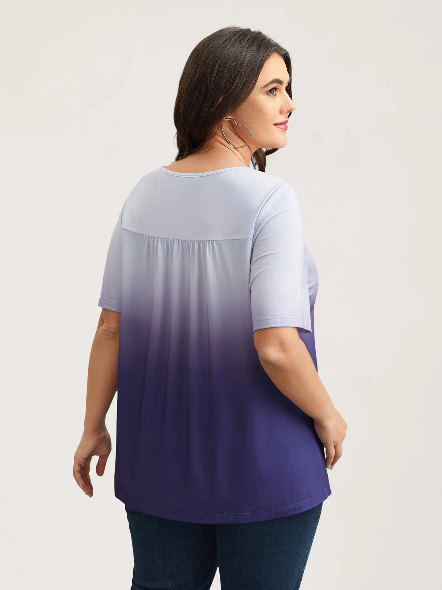 Gradient Pleated Button-Front T-Shirt sold by Bloomchic product image thumbnail 5