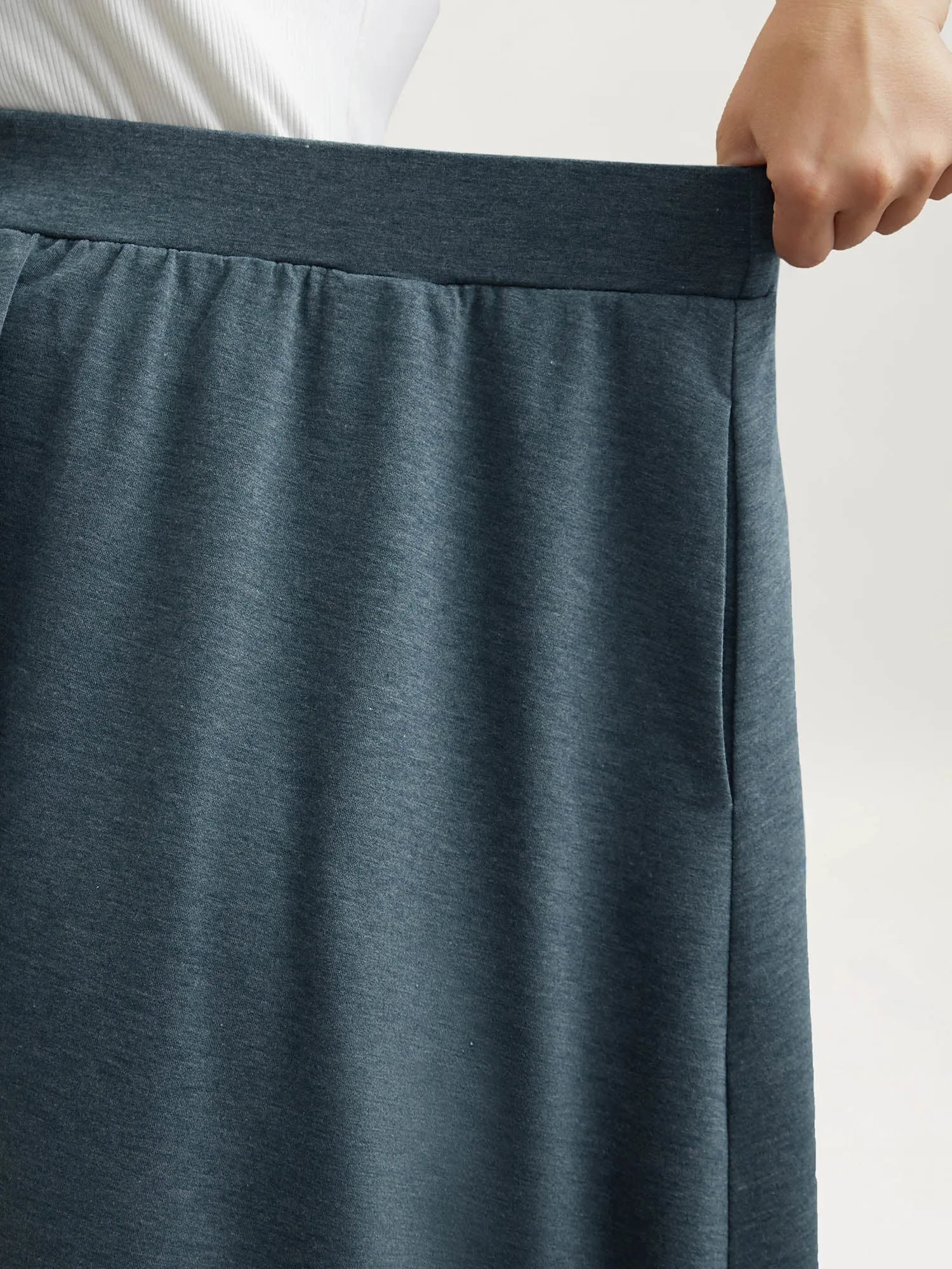 Heather Stretchy-Waist Pleated Midi Skirt sold by Bloomchic product image thumbnail 3