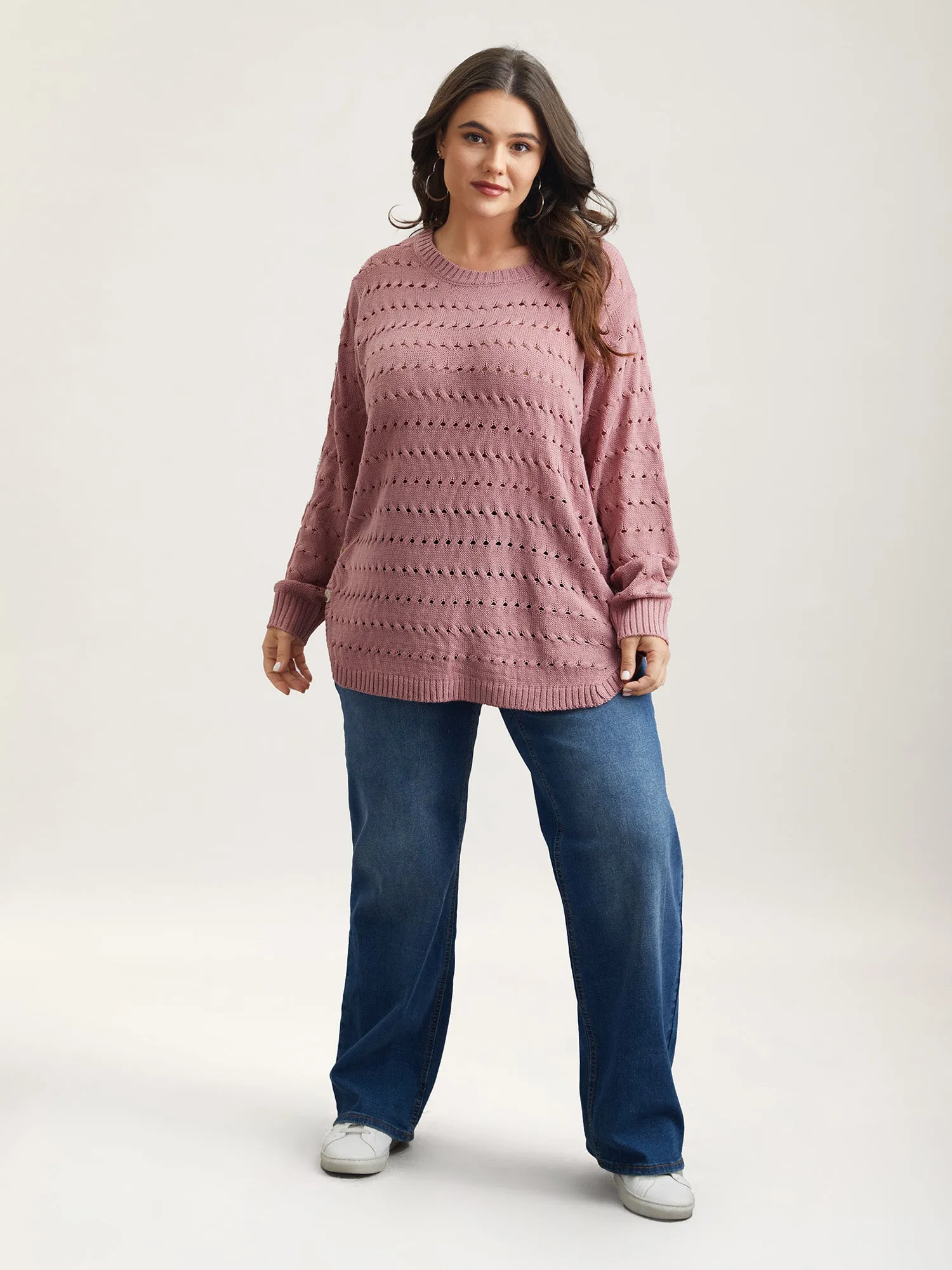 Cut-Out Buttons Round Neck Pullover sold by Bloomchic product image thumbnail 3